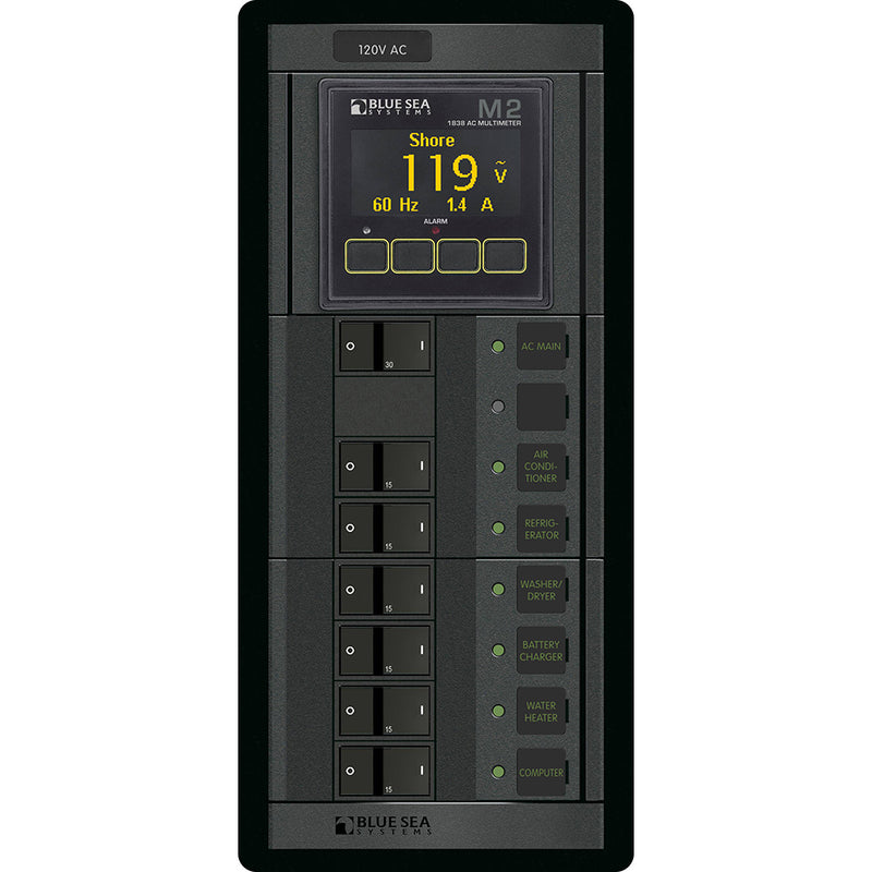 1505 - 360 Panel - Main + 6 Position 120V AC Flat Rocker w/M2 AC Multimeter