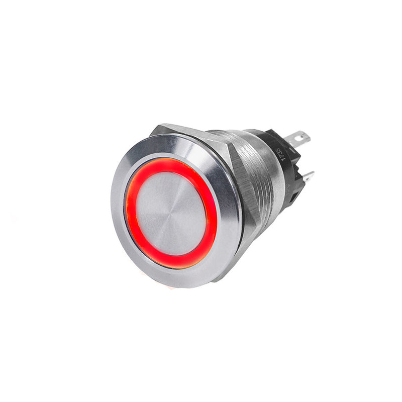 4163 SS Push Button Switch - Off-(On) - Red - 10A