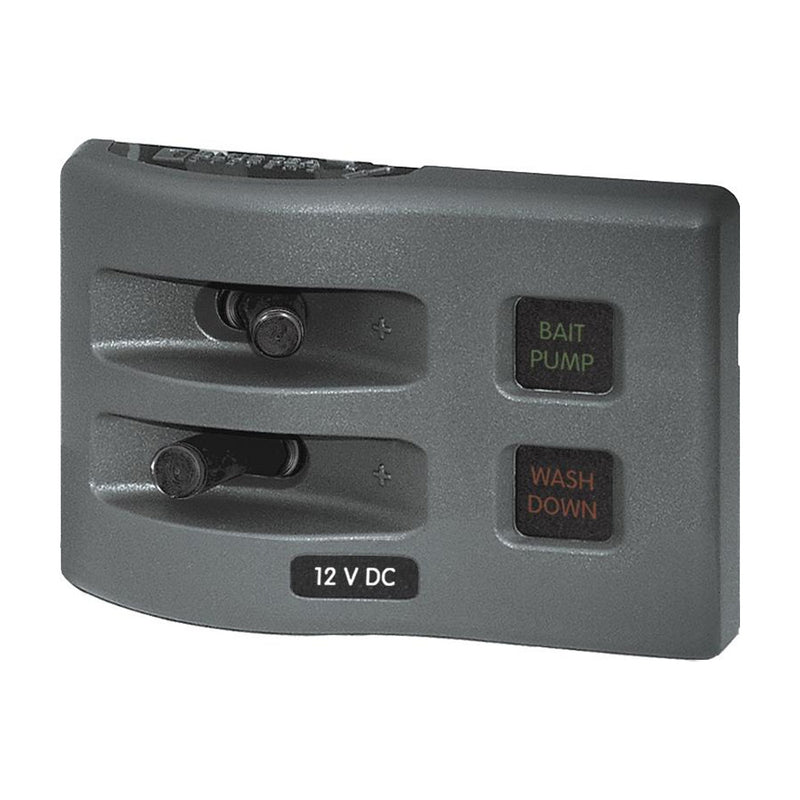 4302 WeatherDeck Water Resistant Fuse Panel - 2 Position - Grey