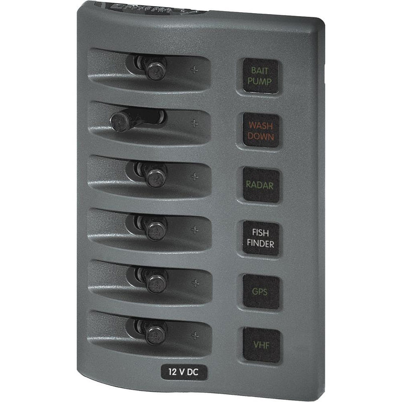 4306 WeatherDeck Water Resistant Fuse Panel - 6 Position - Grey