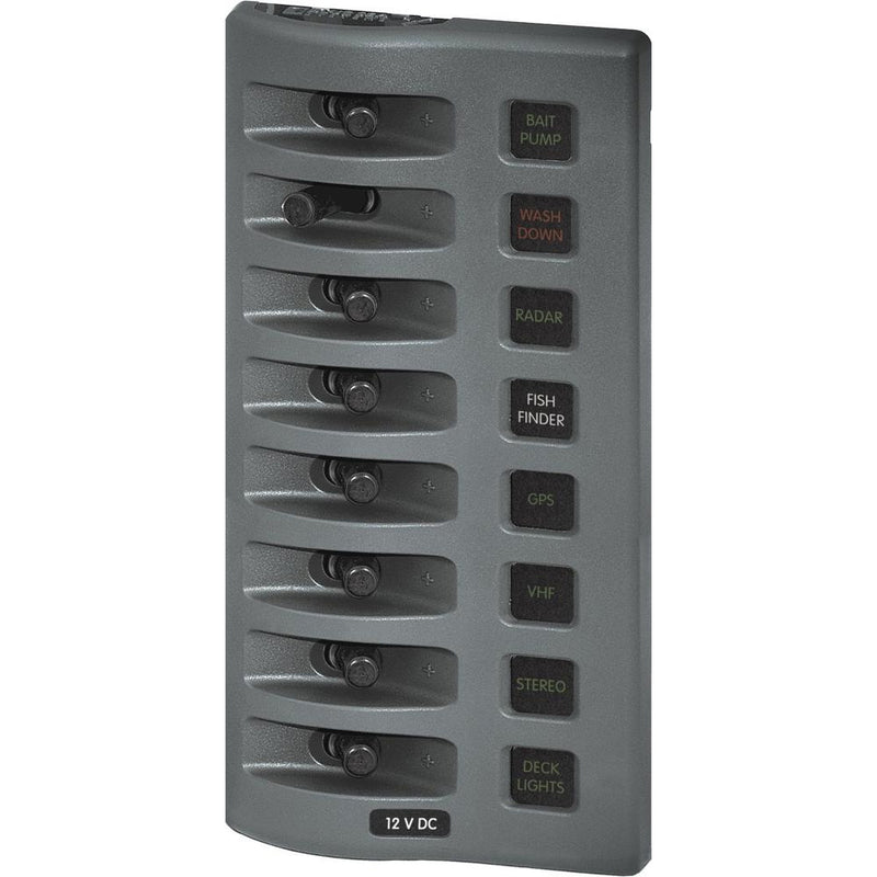 4308 WeatherDeck Water Resistant Fuse Panel - 8 Position - Grey