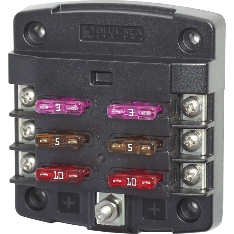 5033 ST Blade Fuse Block w/out Cover - 6 Circuit w/out Negative Bus