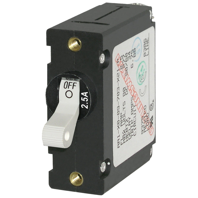 7197 A-Series White Toggle Circuit Breaker - Single Pole 2.5A