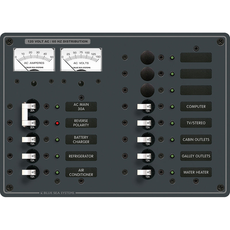 8076 AC Main +11 Positions Toggle Circuit Breaker Panel - White Switches