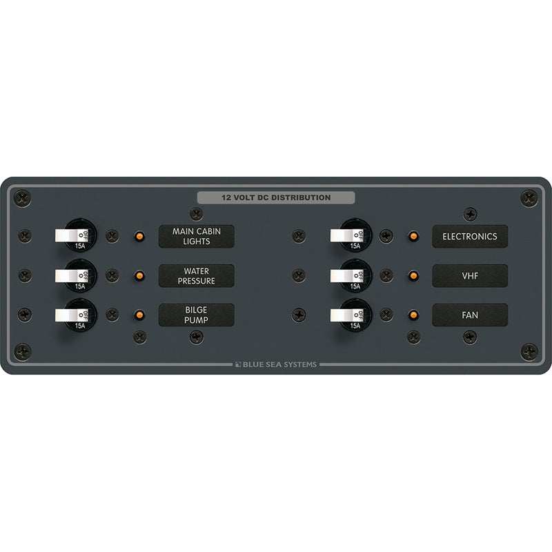 8096 DC 6 Position Toggle Branch Circuit Breaker Panel - White Switches