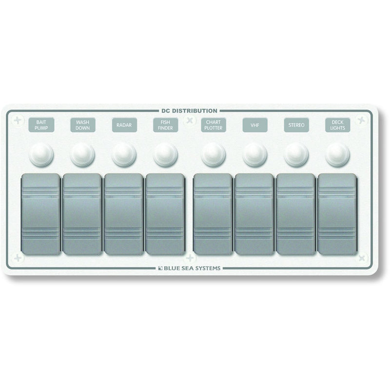 8271 Water Resistant Panel - 8 Position - White - Horizontal Mount