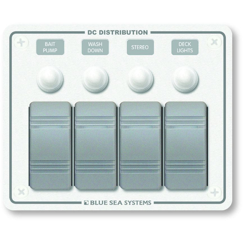 8272 Water Resistant Panel - 4 Position - White - Horizontal Mount