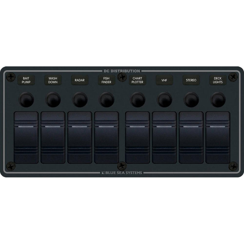 8371 Water Resistant Panel - 8 Position - Black - Horizontal Mount