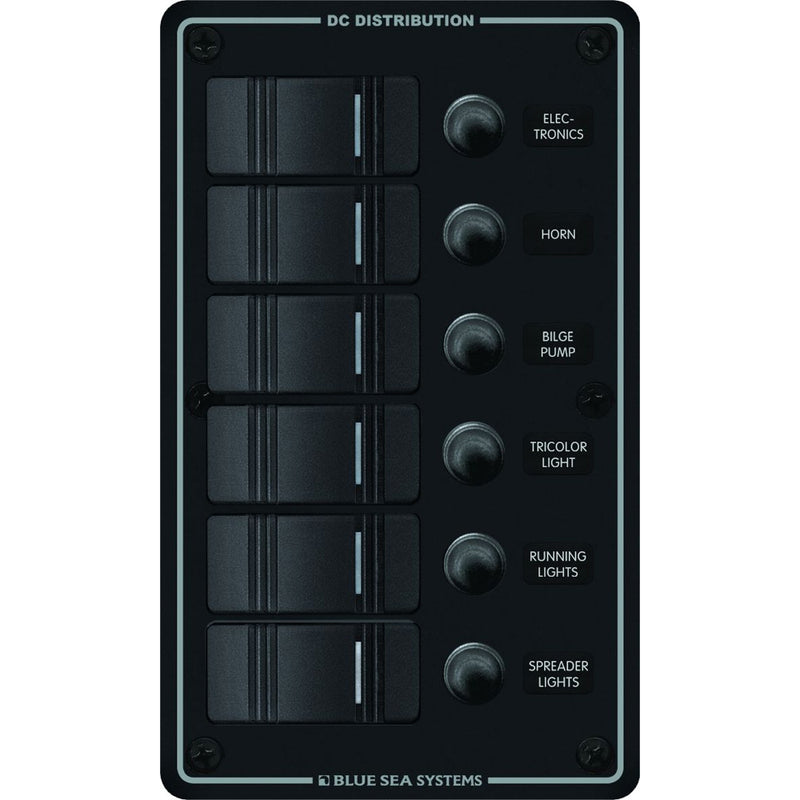 8373 Water Resistant 6 Position - Black - Vertical Mount Panel