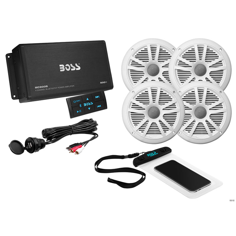 ASK904B.64 4 Channel Amplifier & 2 Pairs of 6.5" Speaker Kit - White