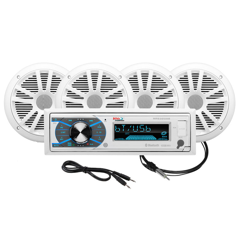 MCK632WB.64 Marine Stereo & 2 Pairs of 6.5" Speaker Kit - White