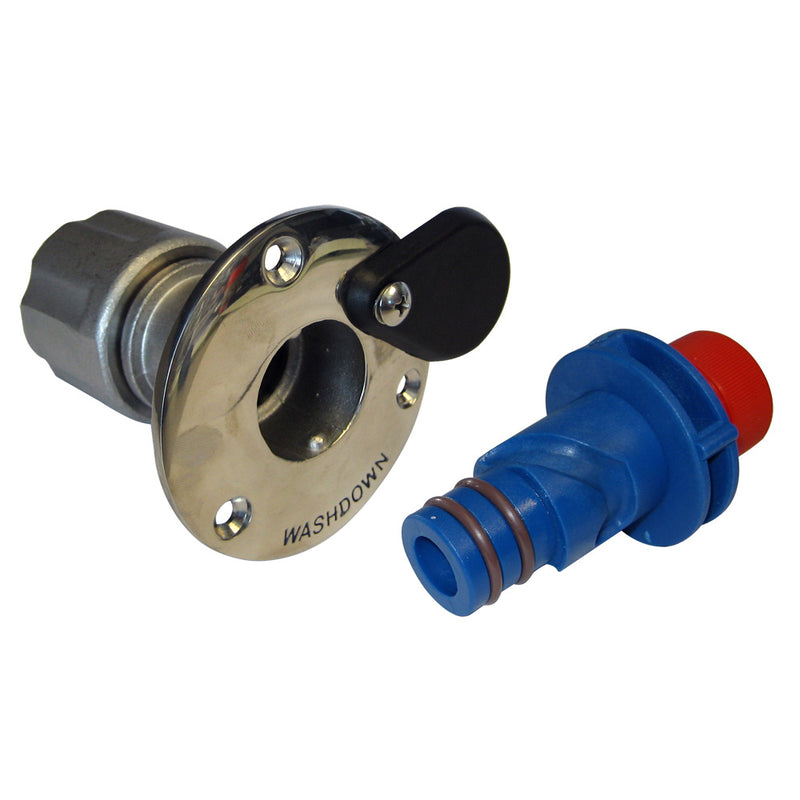 Jabsco Stainless Steel Quick-Release Hose Deck Mount Fitting & Hose Adapter