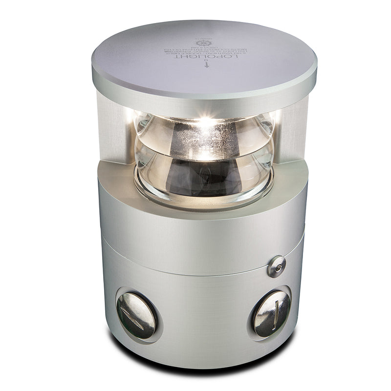 300-038 - Double Stacked Masthead Light - 5NM - Horizontal Mount - White - Silver Housing