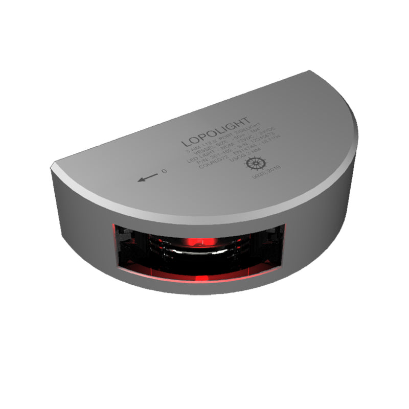 301-102 - Port Sidelight - Vertical Mount - 3NM - Red - Silver Housing