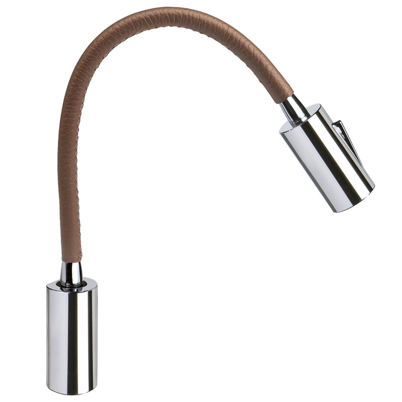 Quick Audrey Wall Light w/USB Daylight - Black Leather - Chrome