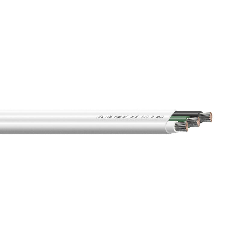 Sea-Dog 8/3 AWG Flat Triplex Wire - White/Green/Black - 25'