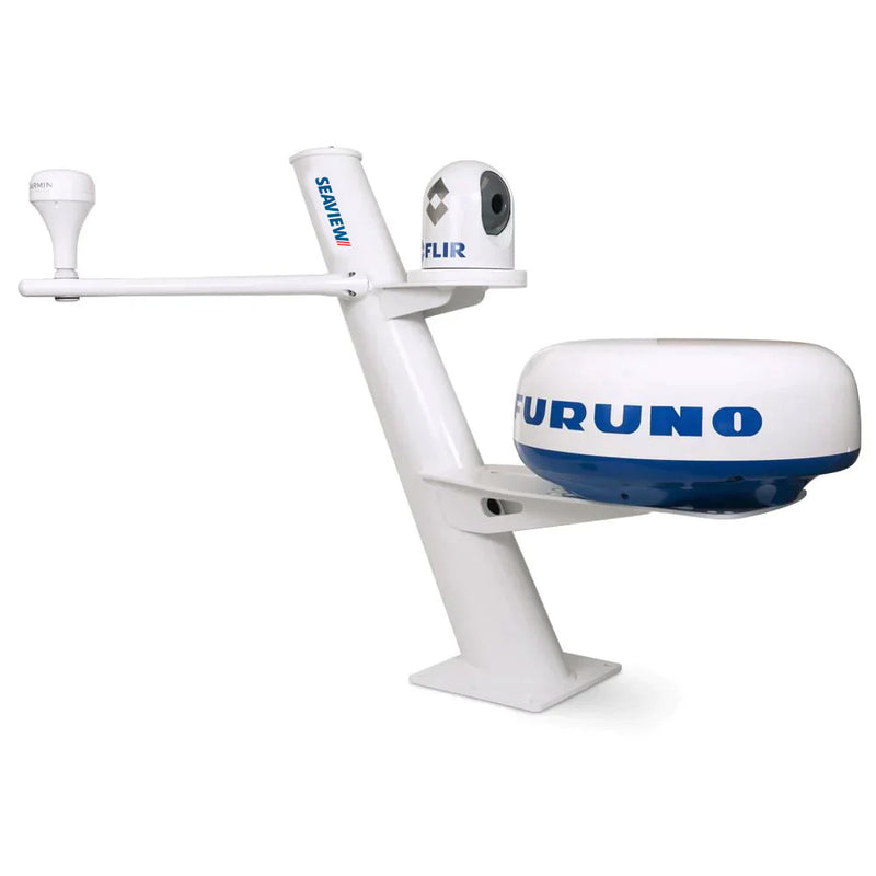 Seaview 30" Tapered Closed Dome Aft Leaning Radar Mount w/Camera/Searchlight Mount, Removable Spreaders & 10x10 Base Plate