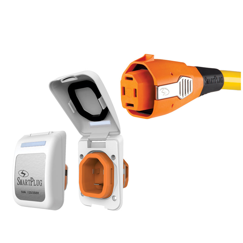 SmartPlug 50 AMP Inlet & Female Cord Connector Combo - White