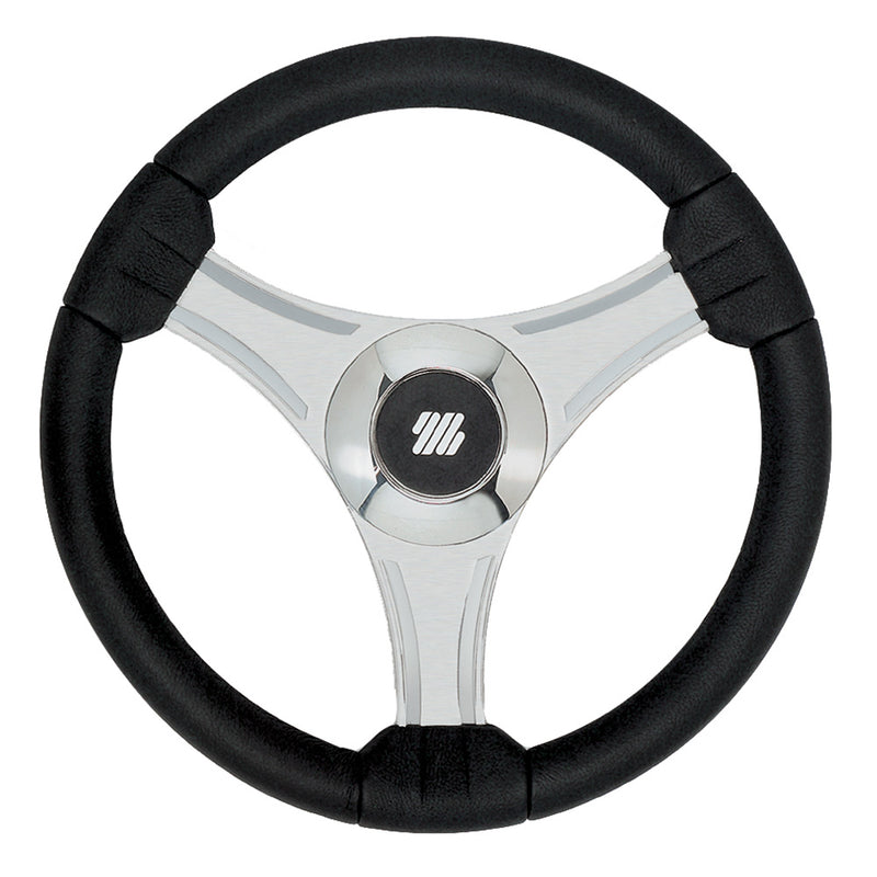 Uflex - Tavolara - 13.8" Black Polyurethane Steering Wheel w/Silver Spokes & X62 Hub