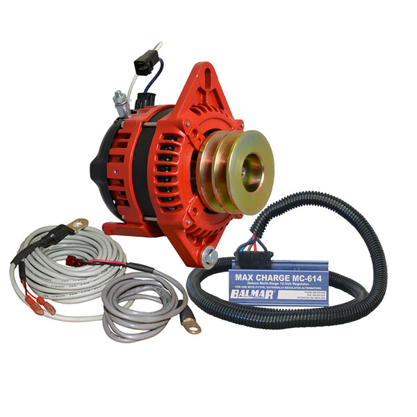 Balmar Alternator 1-2" Single Foot Dual V Pulley Regulator & Temp Sensor - 170A Kit - 12V