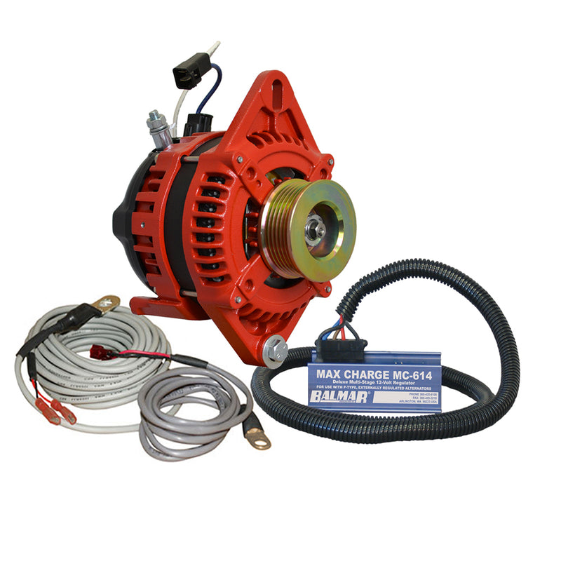 Balmar Alternator 1-2" Single Foot K6 Serpentine Pulley Regulator & Temp Sensor - 170A Kit - 12V