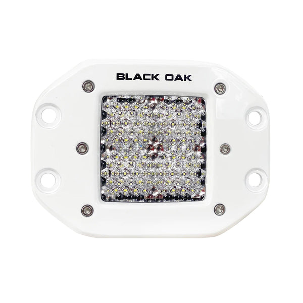 Black Oak 2" Marine Flush Mount LED Pod Light - Diffused Optics - White Housing - Pro Series 3.0