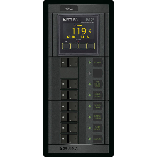1505 - 360 Panel - Main + 6 Position 120V AC Flat Rocker w/M2 AC Multimeter