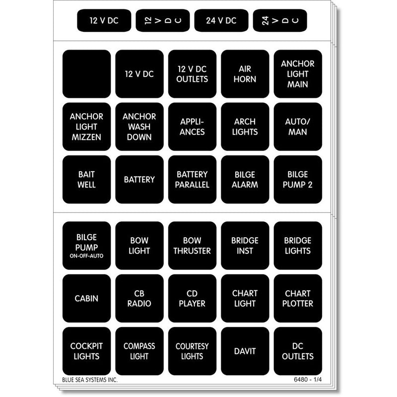 4218 Square Format Label Set for Battery Management Panels - 30
