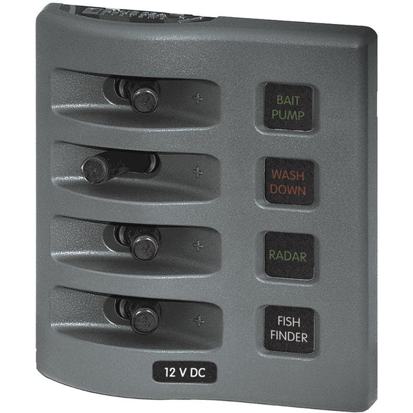 4304 WeatherDeck Water Resistant Fuse Panel - 4 Position - Grey