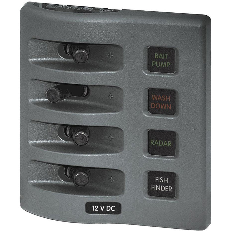 4304 WeatherDeck Water Resistant Fuse Panel - 4 Position - Grey