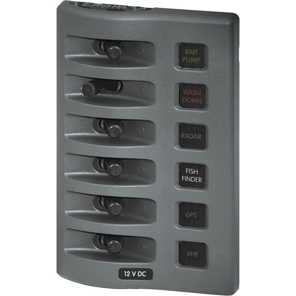 4306 WeatherDeck Water Resistant Fuse Panel - 6 Position - Grey