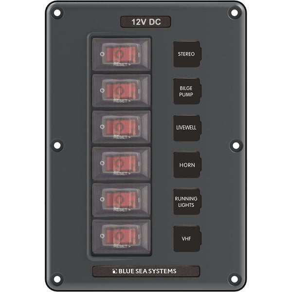 4322 Circuit Breaker Switch Panel 6 Position - Gray