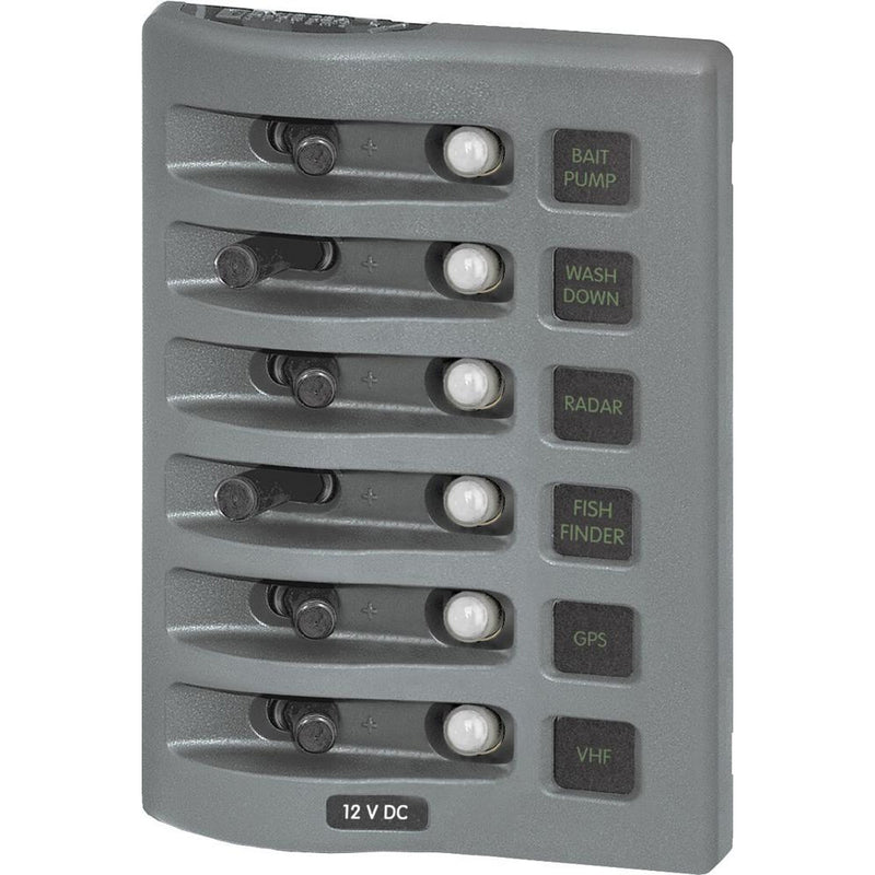 4376 WeatherDeck Water Resistant Circuit Breaker Panel - 6 Position - Grey