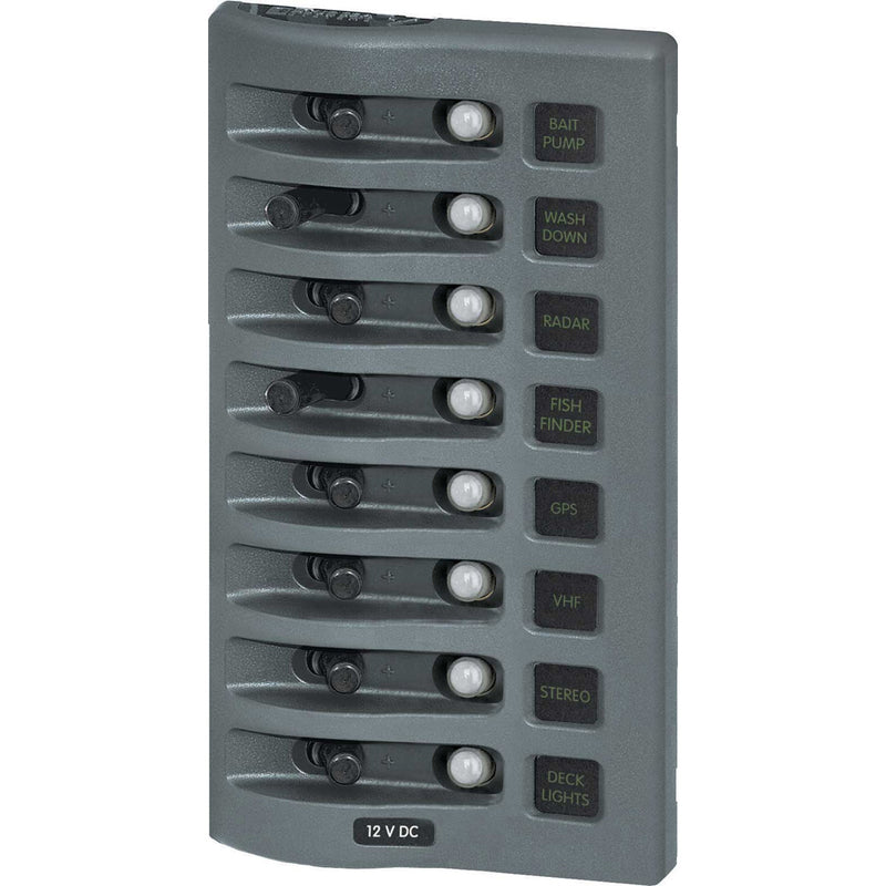 4378 WeatherDeck Water Resistant Circuit Breaker Panel - 8 Position - Grey