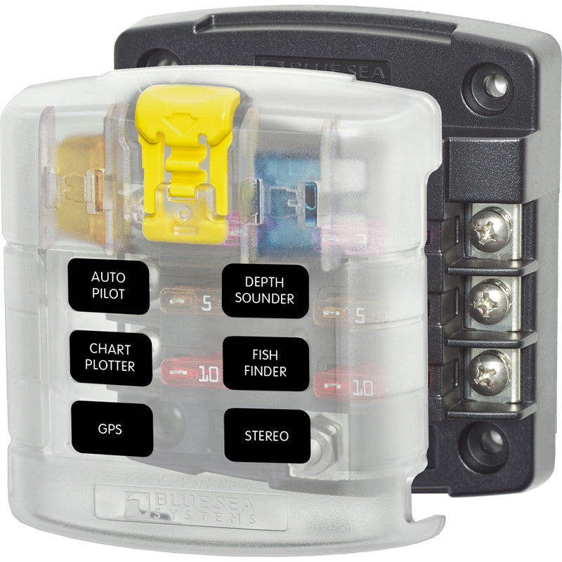5028 ST Blade Fuse Block w/ Cover - 6 Circuit without Negative Bus