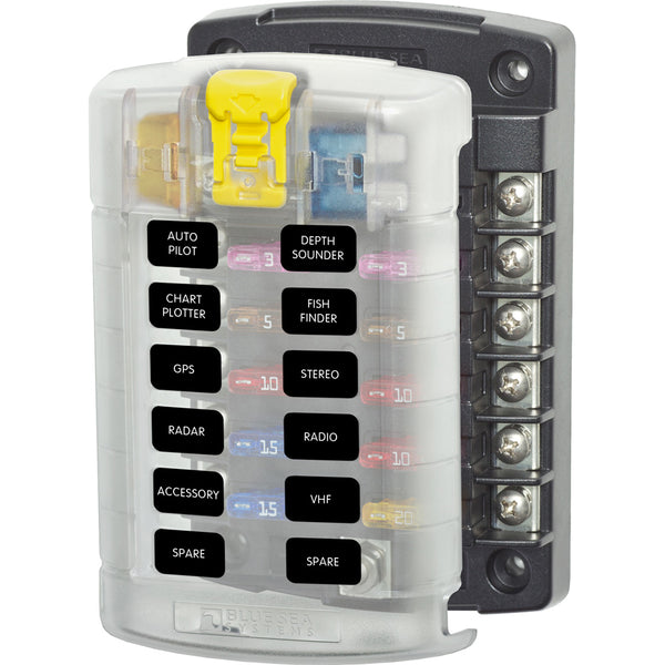 5029 ST Blade Fuse Block w/Cover - 12 Circuit w/o Negative Bus