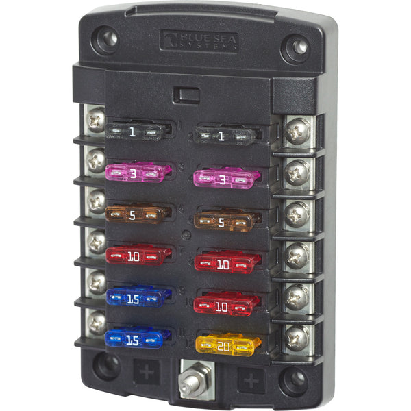 5034 ST Blade Fuse Block w/out Cover - 12 Circuit w/out Negative Bus