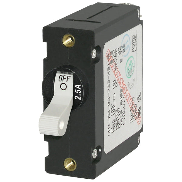 7197 A-Series White Toggle Circuit Breaker - Single Pole 2.5A