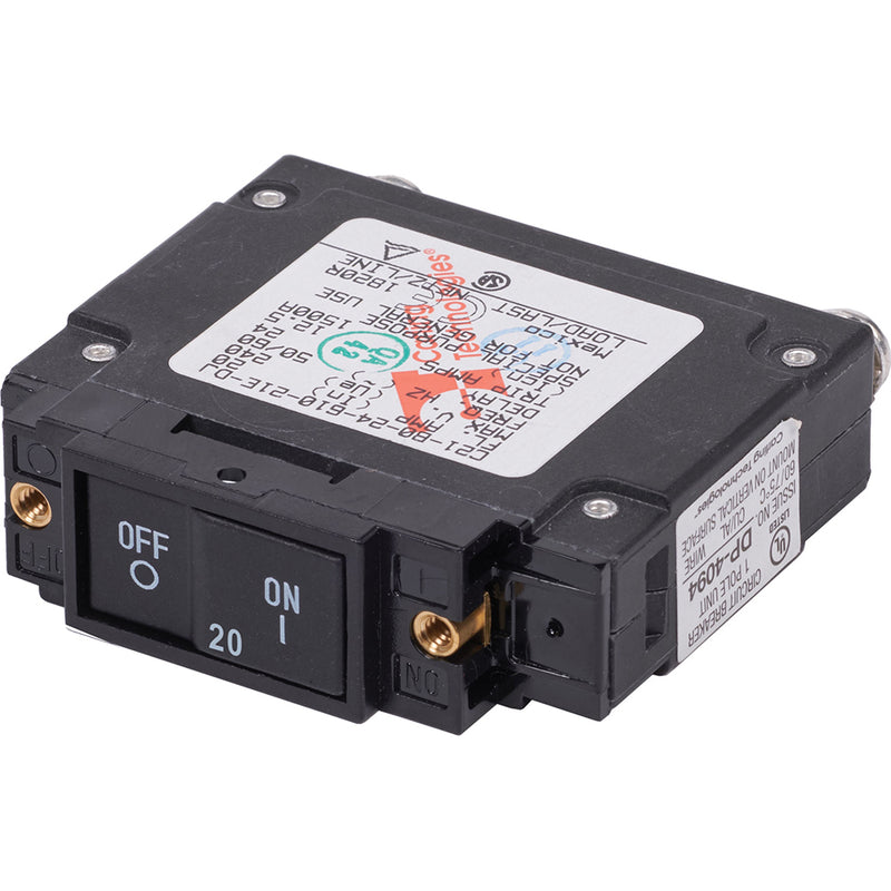 7457 UL-489 Circuit Breaker - 20A Flat Rocker