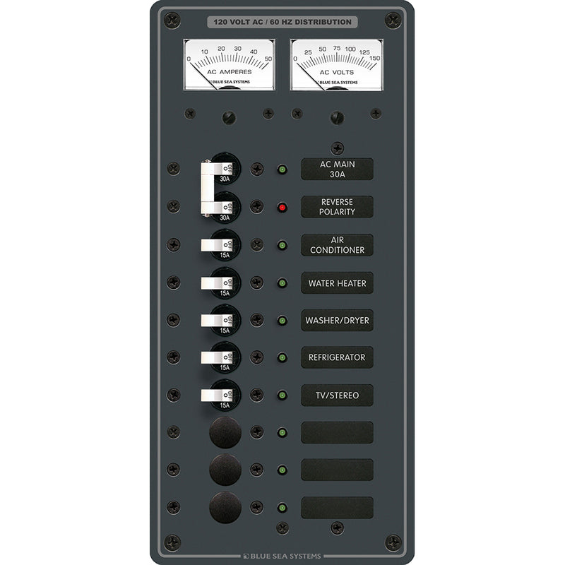 8074 AC Main +8 Positions Toggle Circuit Breaker Panel - White Switches