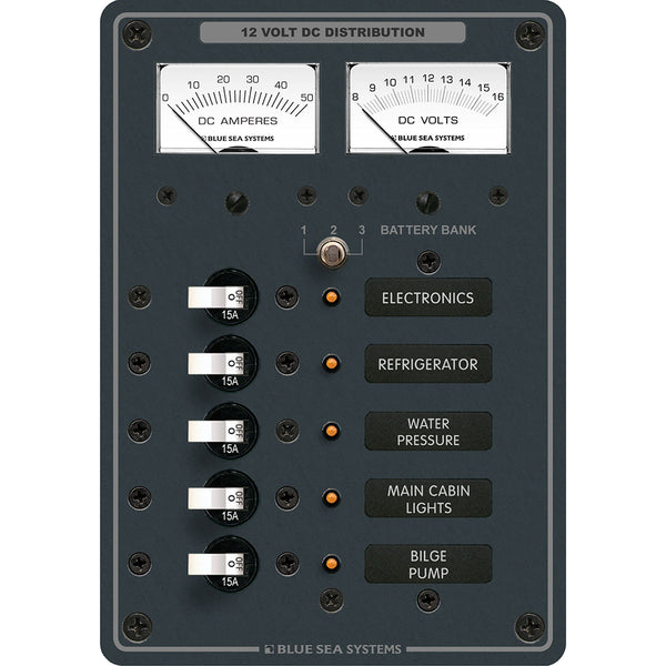 8081 DC 5 Position Toggle Branch Circuit Breaker Panel - White Switches
