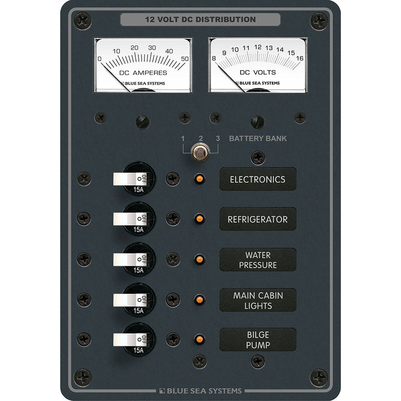 8081 DC 5 Position Toggle Branch Circuit Breaker Panel - White Switches