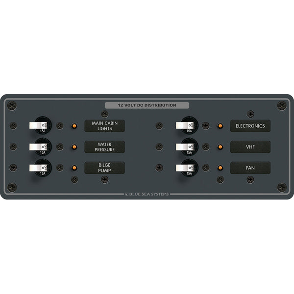 8096 DC 6 Position Toggle Branch Circuit Breaker Panel - White Switches