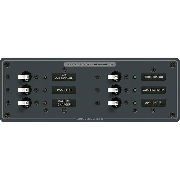 8097 AC 6 Position Toggle Circuit Breaker Panel - White Switches
