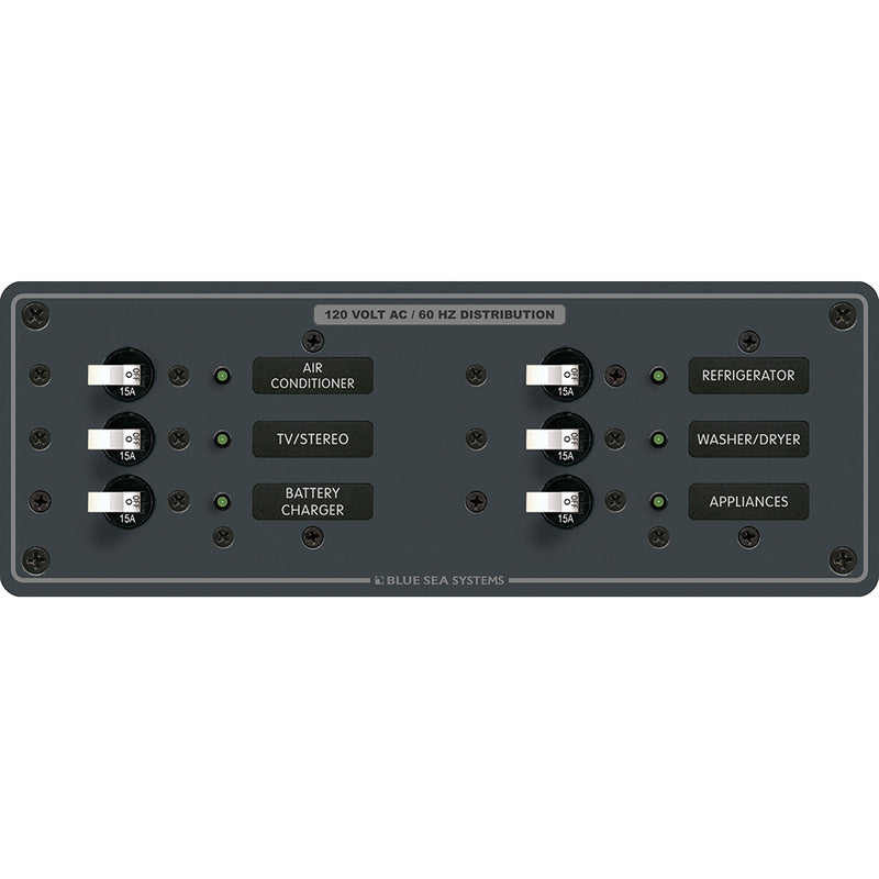 8097 AC 6 Position Toggle Circuit Breaker Panel - White Switches