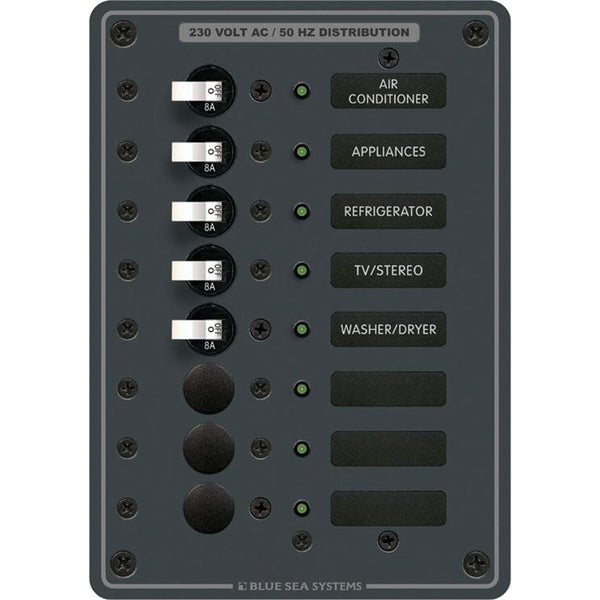 8159 AC 8 Position 230v (European) Breaker Panel (White Switches)