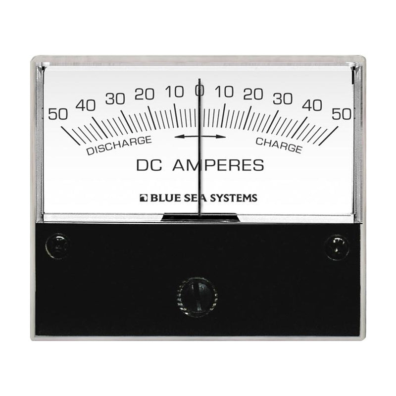 8252 DC Zero Center Analog Ammeter - 2-3/4" Face, 50-0-50 Amperes DC