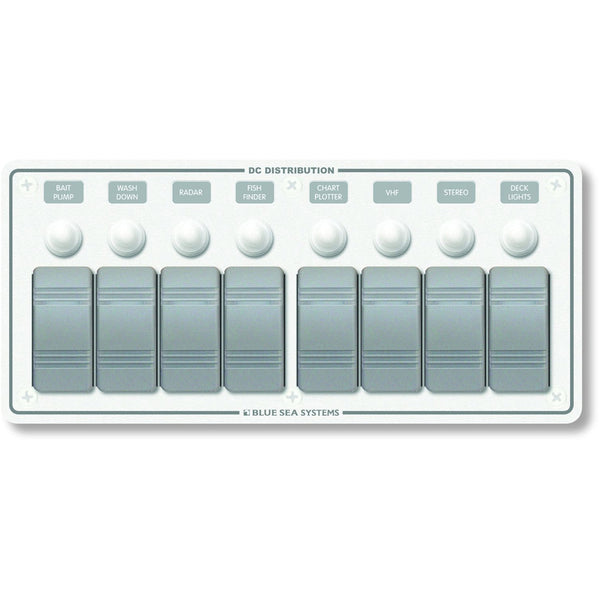 8271 Water Resistant Panel - 8 Position - White - Horizontal Mount