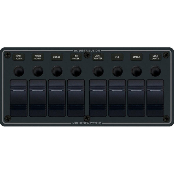 8371 Water Resistant Panel - 8 Position - Black - Horizontal Mount