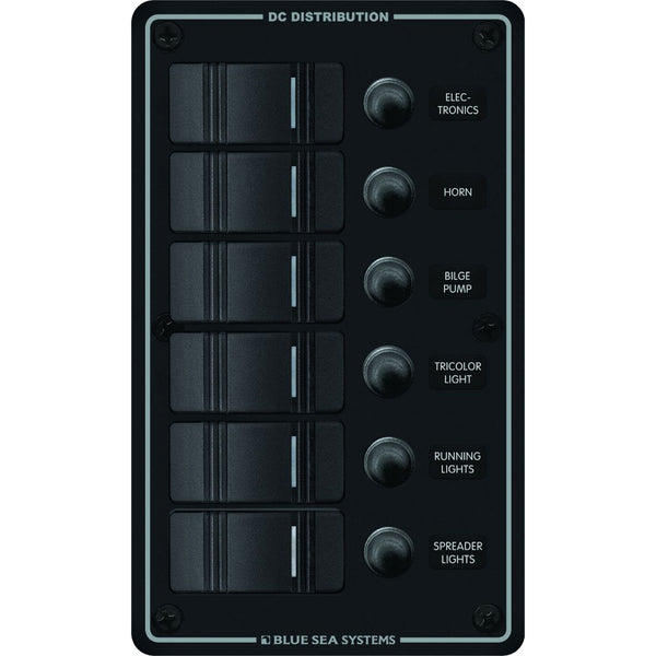 8373 Water Resistant 6 Position - Black - Vertical Mount Panel